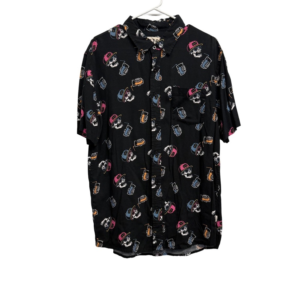 Men's Black Graphic Skull Casual Shirt